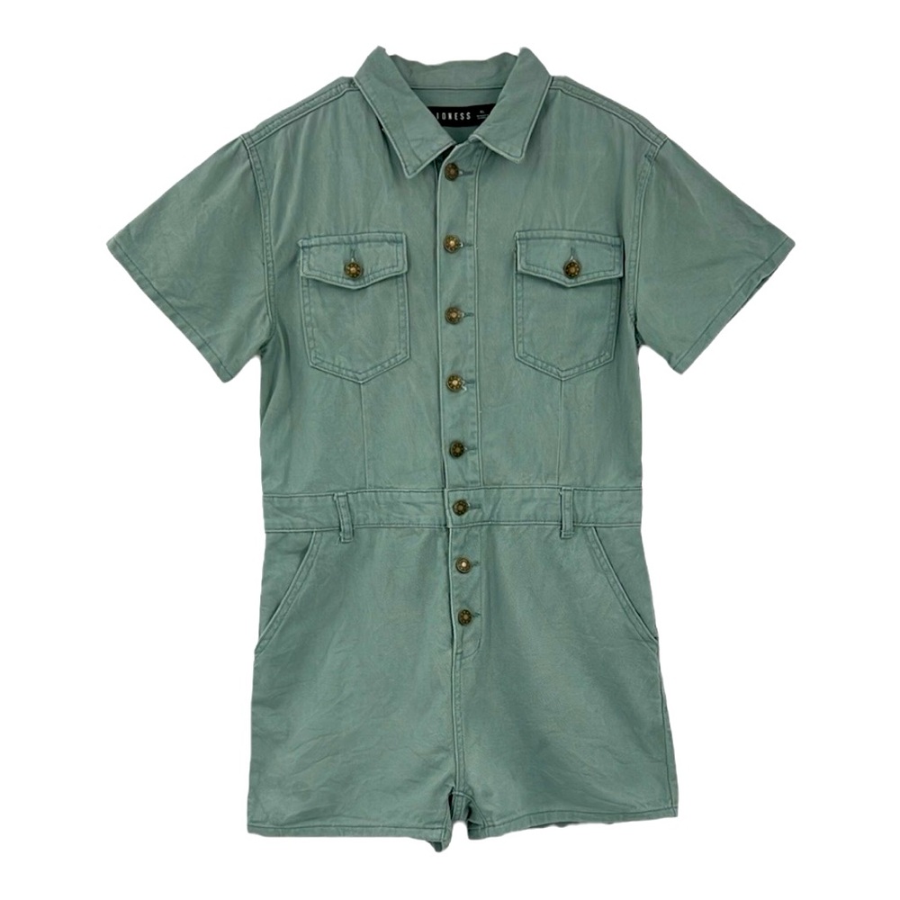 NEW Lioness Women Khaki Romper Green Short Sleeve XL